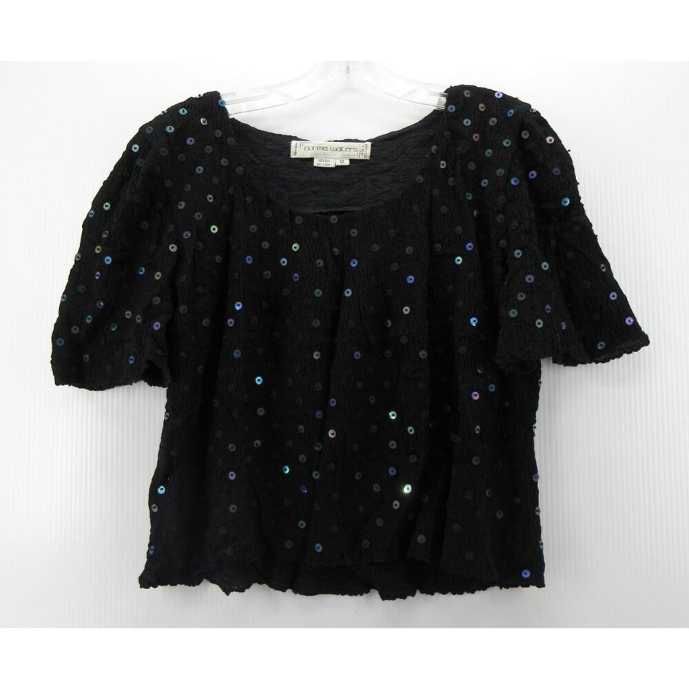 VINTAGE Norma Walters Top 12 Silk Blouse Evening Sequin 80s Party *